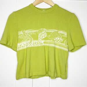 St. John Collection By Marie Gray Sweater P Small Short Sleeve lime green ocean